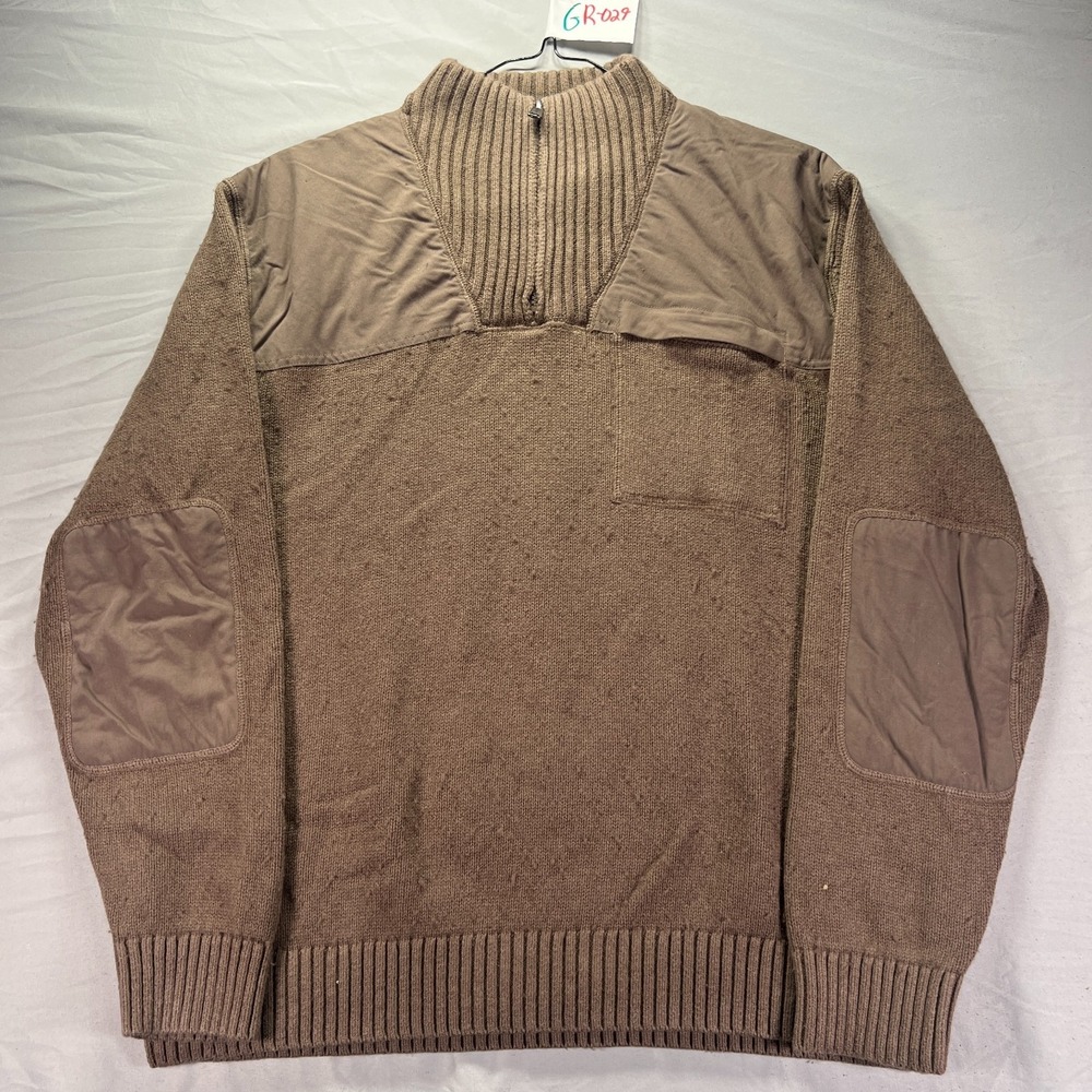Duluth Trading Co Sweater Mens XL Brown 1/4 Zip Elbow Pads Wool Blend Commando